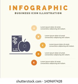 Breakfast, Diet, Food, Fruits, Healthy Solid Icon Infographics 5 Steps Presentation Background