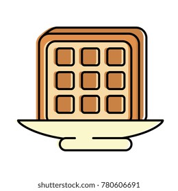 breakfast dish with bread slices isolated icon