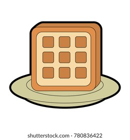 breakfast dish with bread slices isolated icon