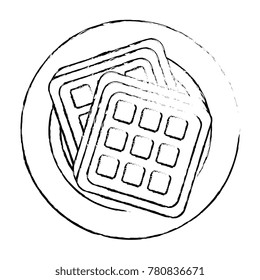 breakfast dish with bread slices isolated icon