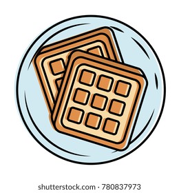 breakfast dish with bread slices isolated icon
