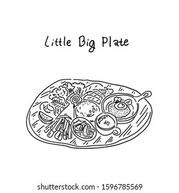 Breakfast dish. Middle eastern breakfast. Shakshouka cooking and ingredients for shakshouka, sketch illustration. Israeli breakfast. Arabic cuisine frame. Shakshuka, hand drawn frame.