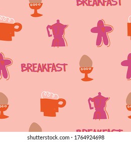 breakfast doodle coffee biscuits pattern