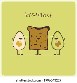 breakfast of egg and avocado bread