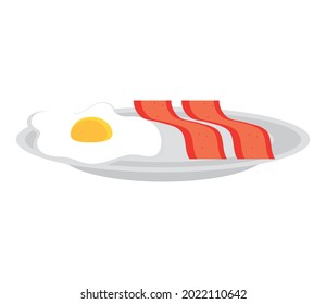 breakfast egg and bacon food icon isolated