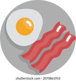 Breakfast egg and bacon, illustration, vector, on a white background.