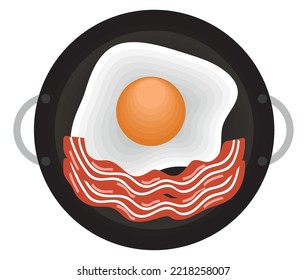 breakfast egg with bacon isolated icon