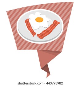 Breakfast egg with bacon. Vector illustration in cartoon style