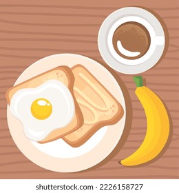 Frühstück mit Ei und Banane