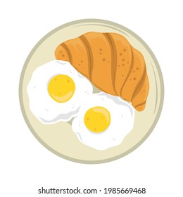 Frühstückseier und Croissant einzeln