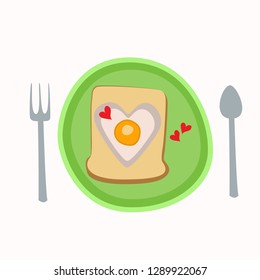 breakfast with egg and heart
