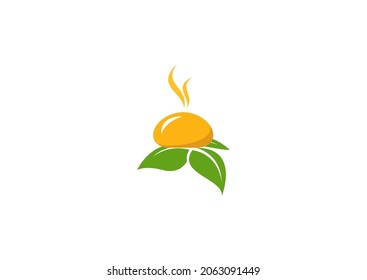 breakfast egg leaf green logo design  vector