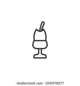 Breakfast egg line icon. linear style sign for mobile concept and web design. Egg holder with spoon outline vector icon. Symbol, logo illustration. Vector graphics