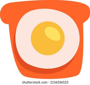 Breakfast egg on toast, illustration, vector on a white background.