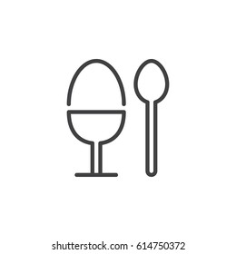 Breakfast egg and spoon line icon, outline vector sign, linear style pictogram isolated on white. Symbol, logo illustration. Editable stroke. Pixel perfect