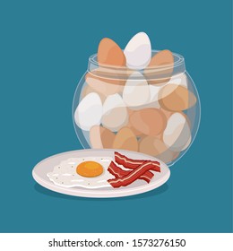 Breakfast eggs and bacon design, Food meal fresh product natural market premium and cooking theme Vector illustration