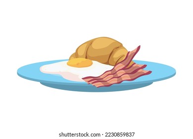 Frühstück von Eiern und Speck auf Weiß