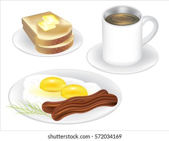 Breakfast eggs and bacon vector