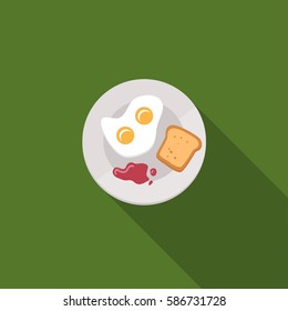 breakfast eggs bread ketchup green