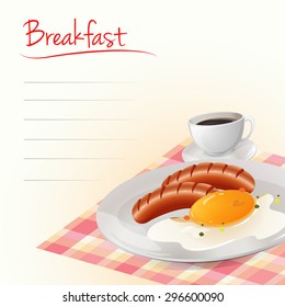 Breakfast with eggs and coffee illustration