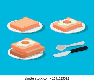 breakfast eggs on breads with cutlery design, food meal fresh product natural store and cooking theme Vector illustration