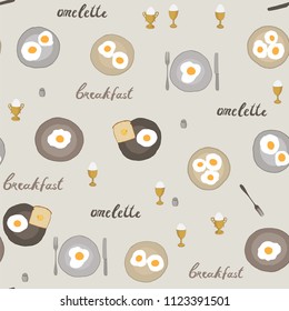 breakfast eggs seamless vector pattern