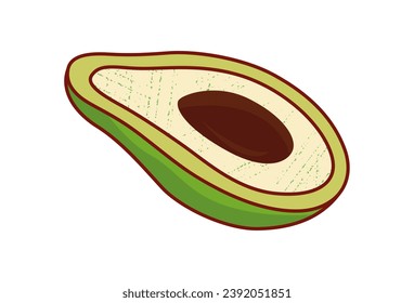 Breakfast element of set in cartoon style. This tantalizing avocado, perfectly capturing the essence of a nutritious morning meal. Vector illustration.