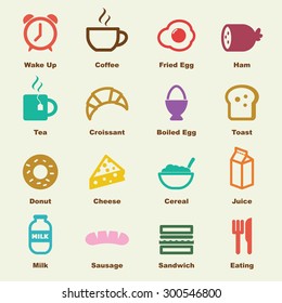 breakfast elements, vector infographic icons