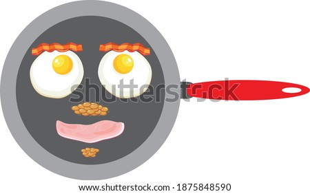 Breakfast. Face drawing made by food.