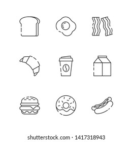 Breakfast and fastfood outline icons