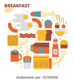 Breakfast, Flat Design, Illustration