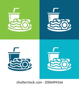 Frühstück Flach vier Farben minimaler Icon Set