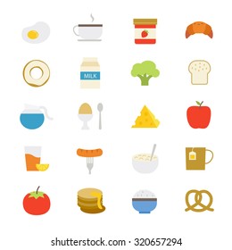 Breakfast Flat Icons color