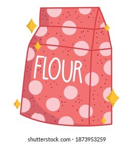 breakfast flour package cute food fresh cartoon on white background vector illustration