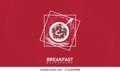 Frühstücksbuffet, Hintergrund-Design. Vektorillustration des Frühstücks. Konzept für Frühstück Menü, Café, Restaurant, Website. Lebensmittelhintergrund.