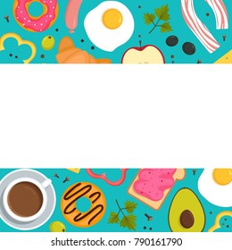 Breakfast food card template. Vector illustration 