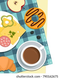 Breakfast food card template. Vector illustration