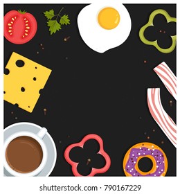 Breakfast food card template. Vector illustration 
