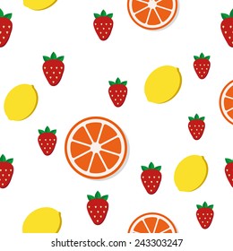 Breakfast food and drinks in flat style vector pattern