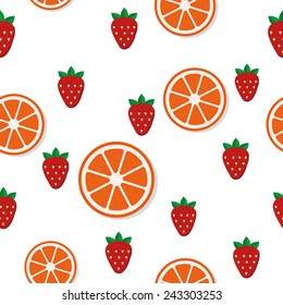Breakfast food and drinks in flat style vector pattern