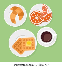 breakfast food and drinks flat style