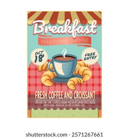 Breakfast food Flyer poster pamphlet brochure cover design layout background with vector template in A4 size