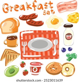 Breakfast food hand draw vector  element set