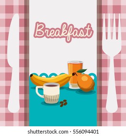 breakfast food healthy nutrition utensils tablecloth vector illustration eps 10