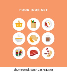 breakfast food icon set, various menu