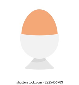 Breakfast food icon. Soft boiled egg in eggshell in egg holder. Vector illustration, isolated on a white background.