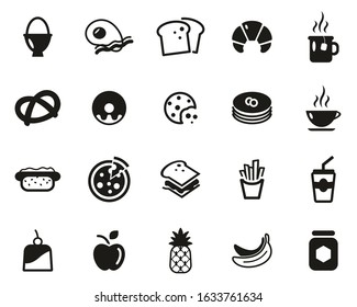 Breakfast Or Food Icons Black & White Set Big