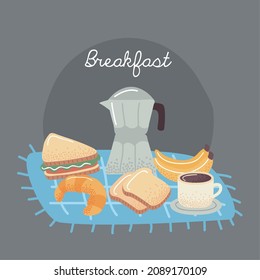 breakfast food lettering with icons