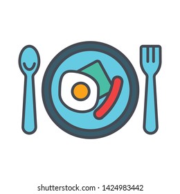 Breakfast food plate vector icon