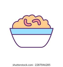 Breakfast food RGB color icon. Bowl of porridge. Homemade meal. Culinary and cookery. Cooking dinner. Plate of oatmeal. Dietary food. Christian lent meal. Isolated vector illustration